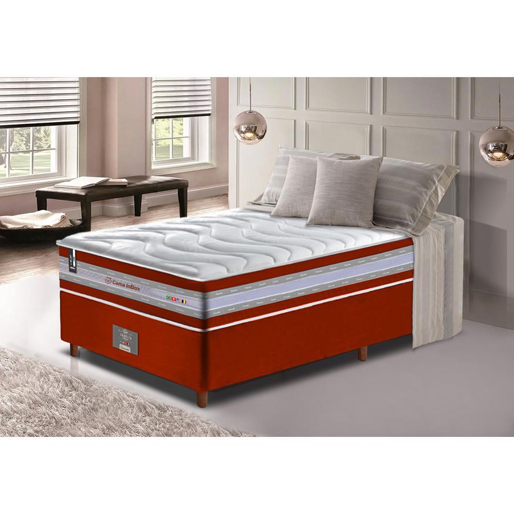 Conjunto Cama Box Solteiro de Molas Ensacadas D33 Cama inBox Select Firme 88x188x71 Vermelho - 1