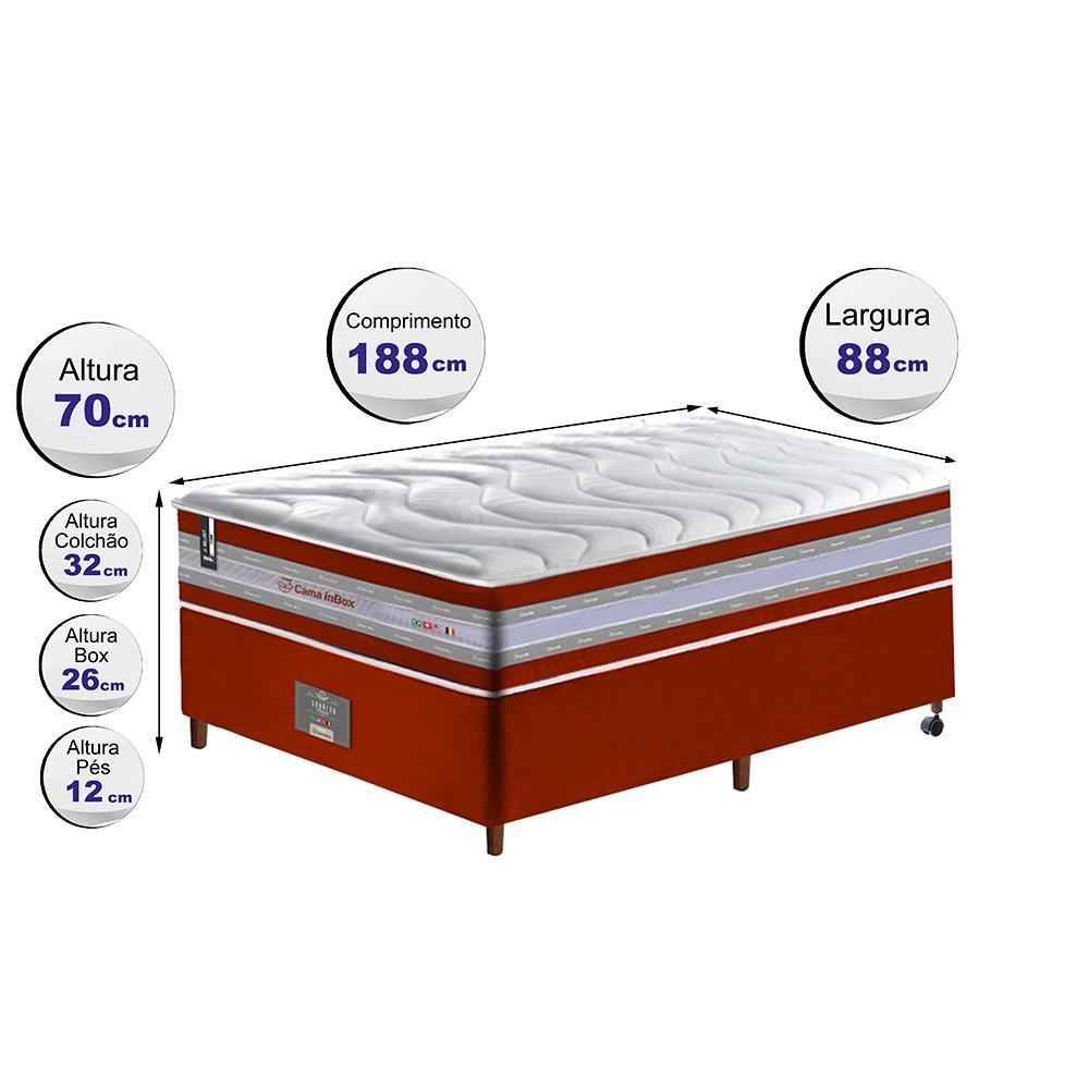 Conjunto Cama Box Solteiro de Molas Ensacadas D33 Cama inBox Select Firme 88x188x71 Vermelho - 2