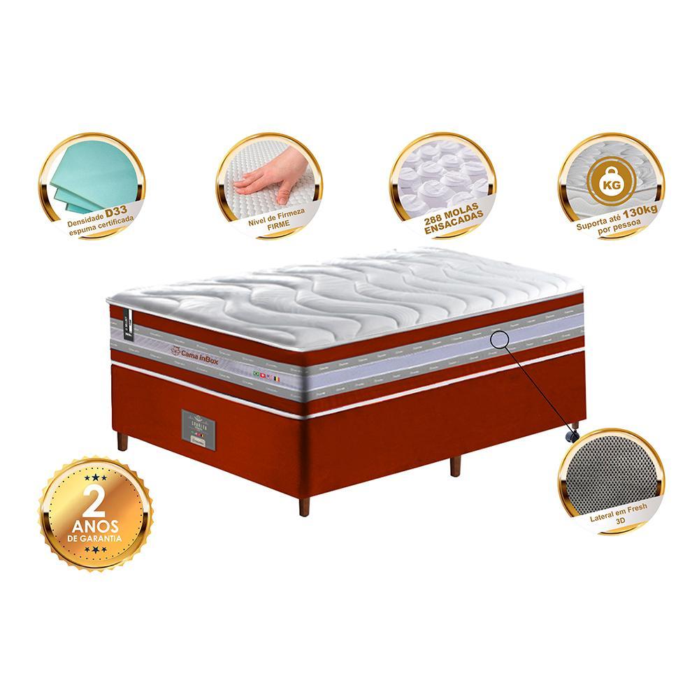 Conjunto Cama Box Solteiro de Molas Ensacadas D33 Cama inBox Select Firme 88x188x71 Vermelho - 3
