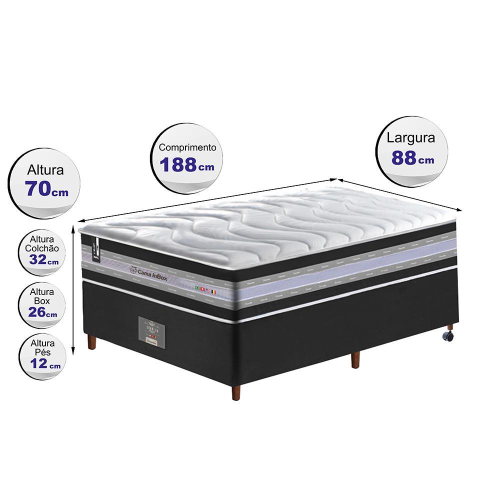 Conjunto Cama Box Solteiro de Molas Ensacadas D33 Cama inBox Select Firme 88x188x71 Preto - 2