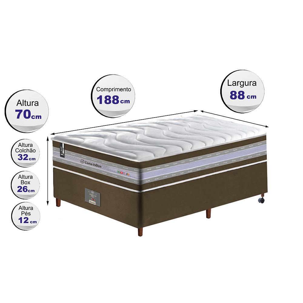 Conjunto Cama Box Solteiro de Molas Ensacadas D33 Cama inBox Select Firme 88x188x71 Café - 2
