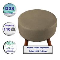 Puff Cama Inbox Hilda Redondo com Pés em Madeira Maciça Tecido Suede Castor - 3