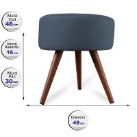 Puff Cama Inbox Hilda Redondo com Pés em Madeira Maciça Tecido Suede Azul - 2