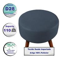 Puff Cama Inbox Hilda Redondo com Pés em Madeira Maciça Tecido Suede Azul - 3
