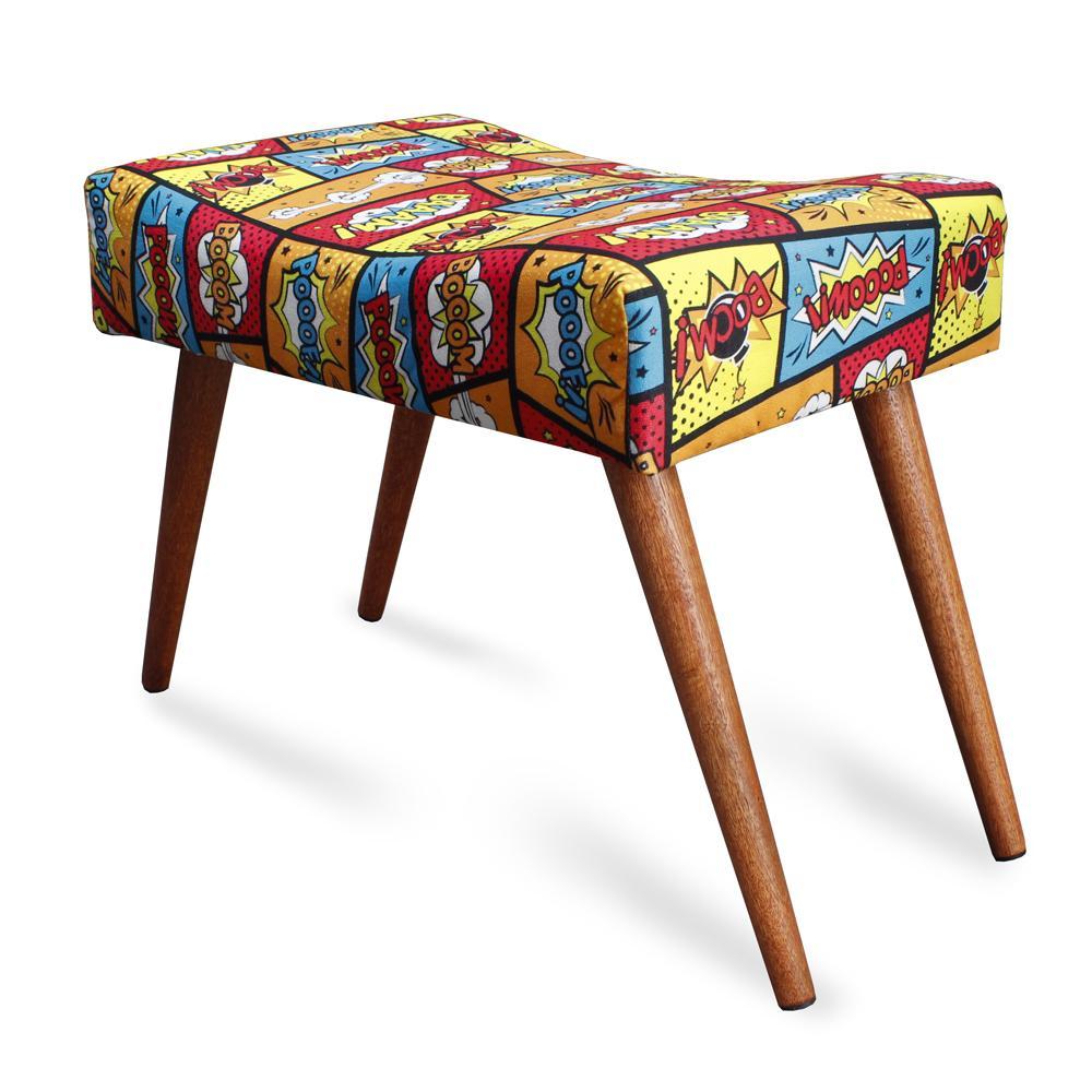 Puff Cama inBox Boom Retangular com Pés em Madeira Maciça Tecido Suede - 1