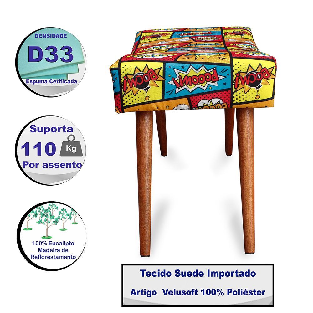 Puff Cama inBox Boom Retangular com Pés em Madeira Maciça Tecido Suede - 3