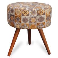 Puff Cama Inbox Bagdade Redondo com Pés em Madeira Maciça Tecido Suede - 1