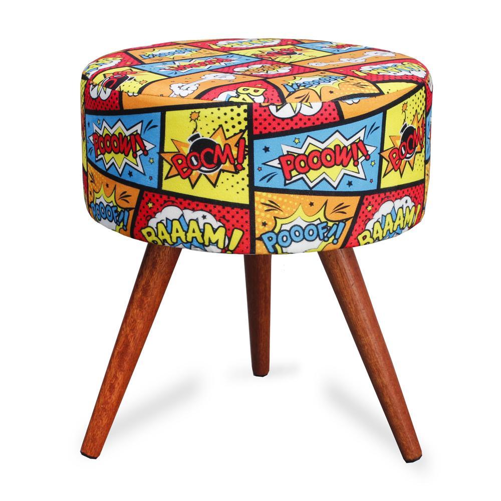 Puff Cama Inbox Boom Redondo com Pés em Madeira Maciça Tecido Suede - 1