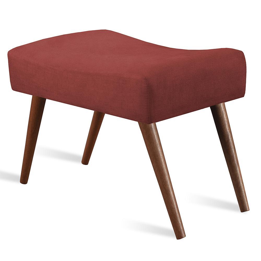 Puff Cama inBox Aluna Retangular com Pés em Madeira Maciça Tecido Suede Vermelho - 1