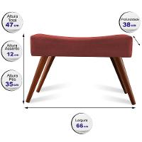 Puff Cama inBox Aluna Retangular com Pés em Madeira Maciça Tecido Suede Vermelho - 2