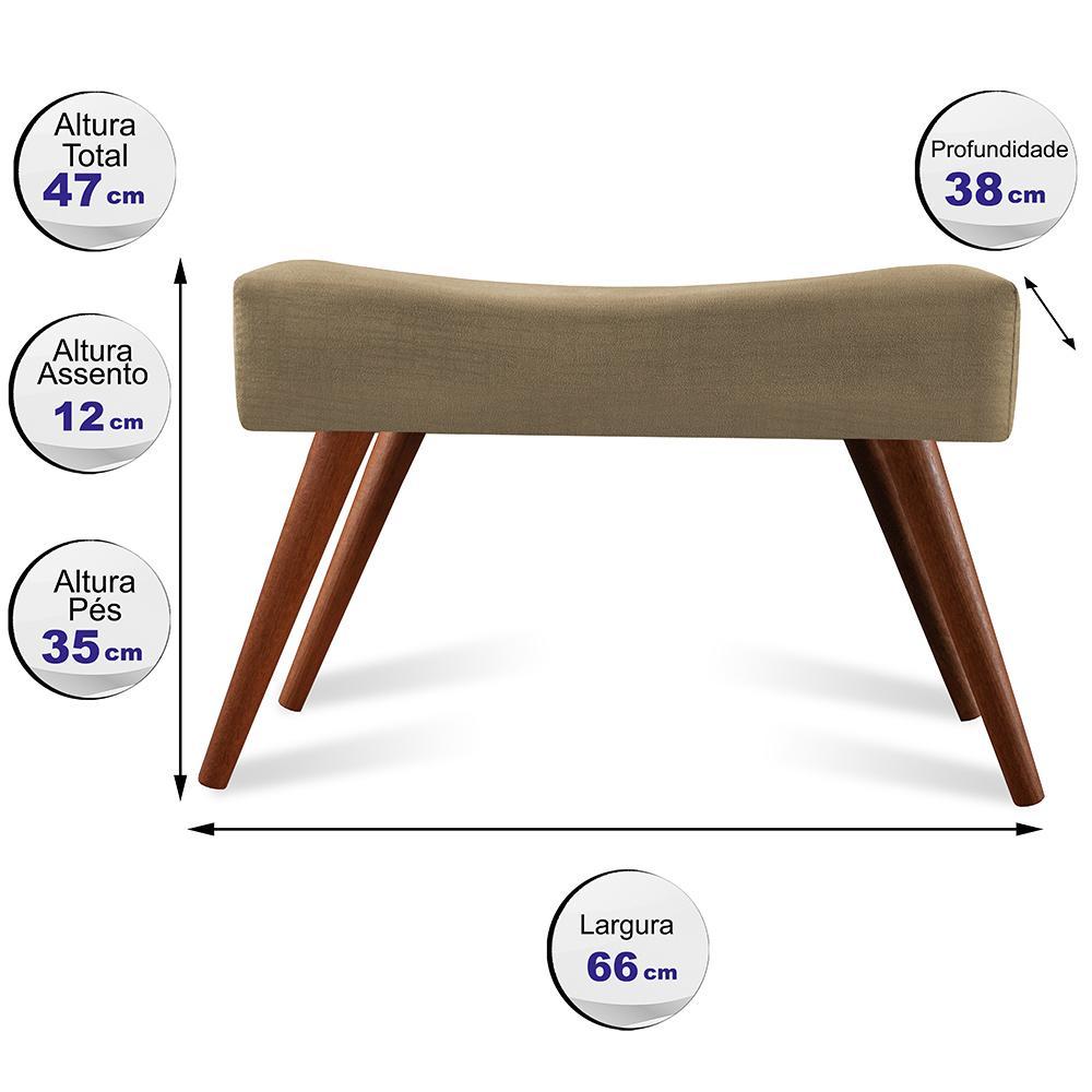 Puff Cama inBox Aluna Retangular com Pés em Madeira Maciça Tecido Suede Castor - 2
