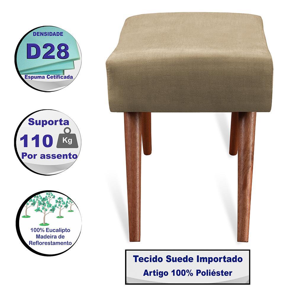 Puff Cama inBox Aluna Retangular com Pés em Madeira Maciça Tecido Suede Castor - 3