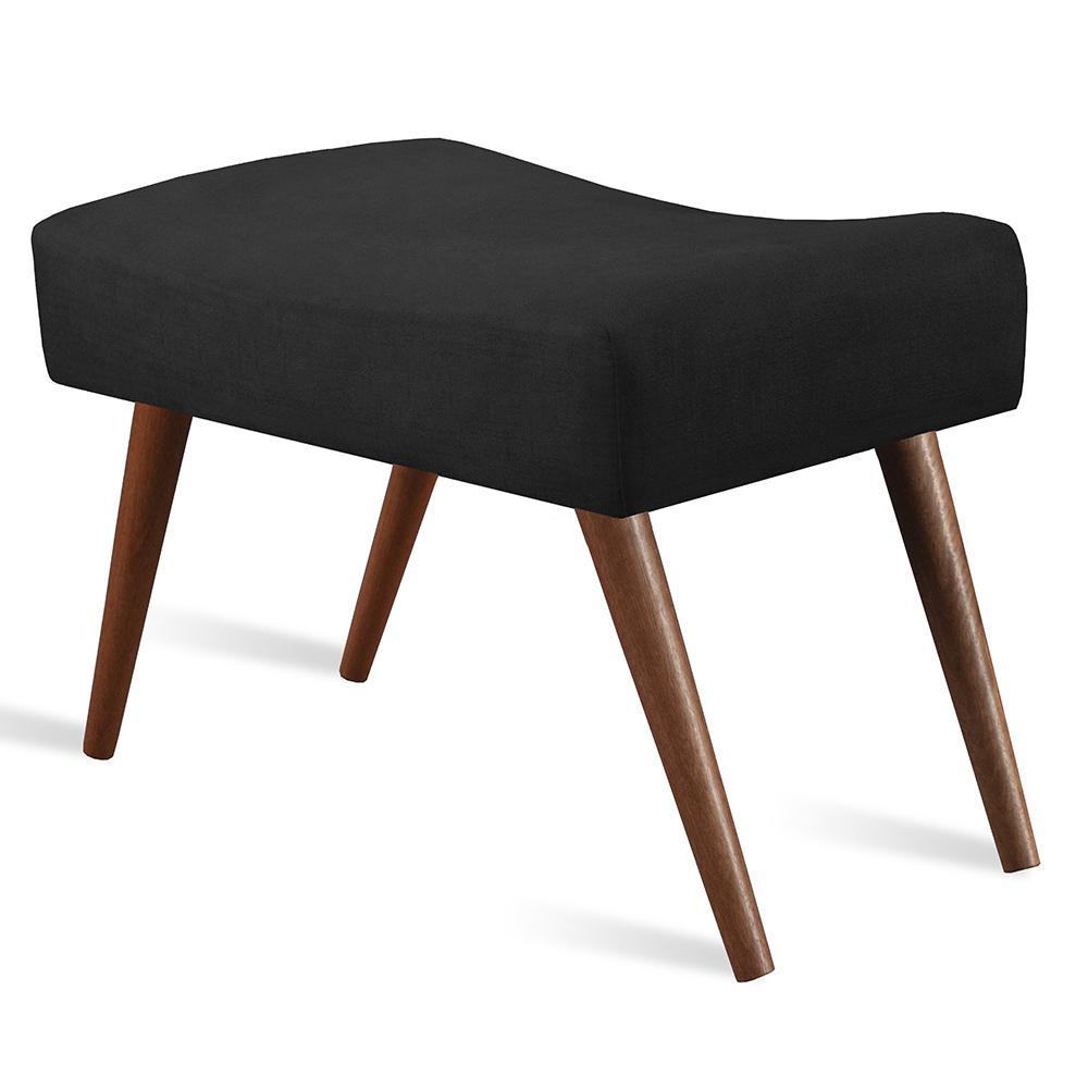 Puff Cama inBox Aluna Retangular com Pés em Madeira Maciça Tecido Suede Preto - 1