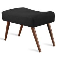 Puff Cama inBox Aluna Retangular com Pés em Madeira Maciça Tecido Suede Preto - 1