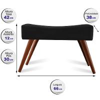 Puff Cama inBox Aluna Retangular com Pés em Madeira Maciça Tecido Suede Preto - 2