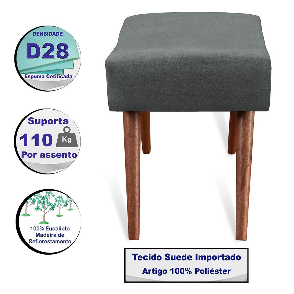 Puff Cama inBox Aluna Retangular com Pés em Madeira Maciça Tecido Suede Cinza - 3