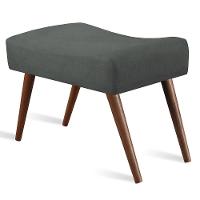 Puff Cama inBox Aluna Retangular com Pés em Madeira Maciça Tecido Suede Cinza - 1