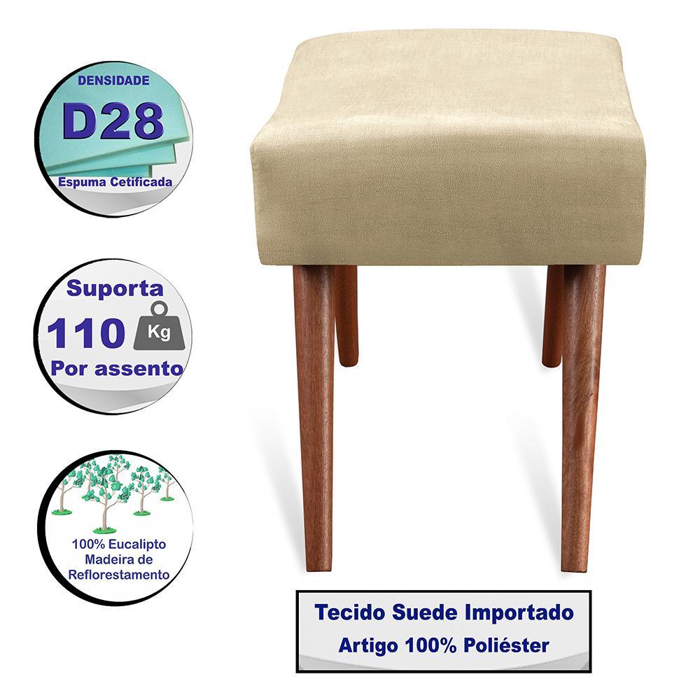 Puff Cama inBox Aluna Retangular com Pés em Madeira Maciça Tecido Suede Bege - 3