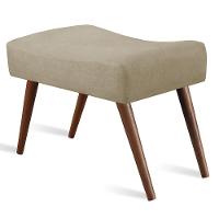 Puff Cama inBox Aluna Retangular com Pés em Madeira Maciça Tecido Suede Bege - 1