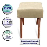 Puff Cama inBox Aluna Retangular com Pés em Madeira Maciça Tecido Suede Bege - 3