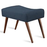 Puff Cama inBox Aluna Retangular com Pés em Madeira Maciça Tecido Suede Azul - 1