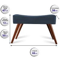 Puff Cama inBox Aluna Retangular com Pés em Madeira Maciça Tecido Suede Azul - 2