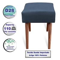 Puff Cama inBox Aluna Retangular com Pés em Madeira Maciça Tecido Suede Azul - 3