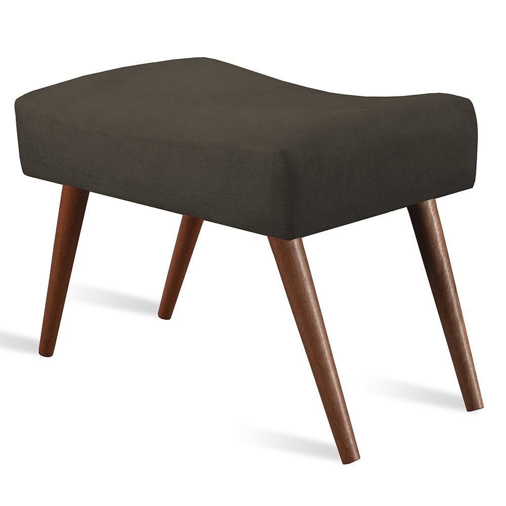 Puff Cama inBox Aluna Retangular com Pés em Madeira Maciça Tecido Suede Café - 1