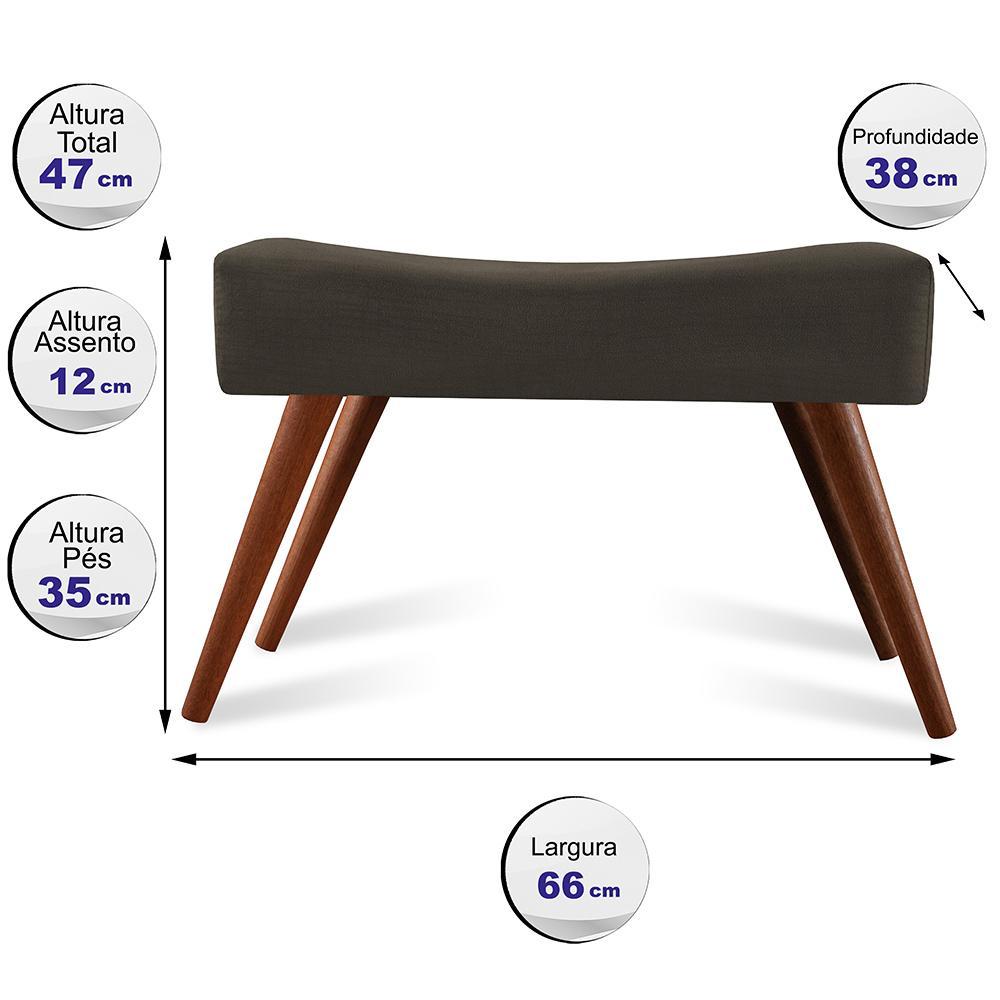 Puff Cama inBox Aluna Retangular com Pés em Madeira Maciça Tecido Suede Café - 2