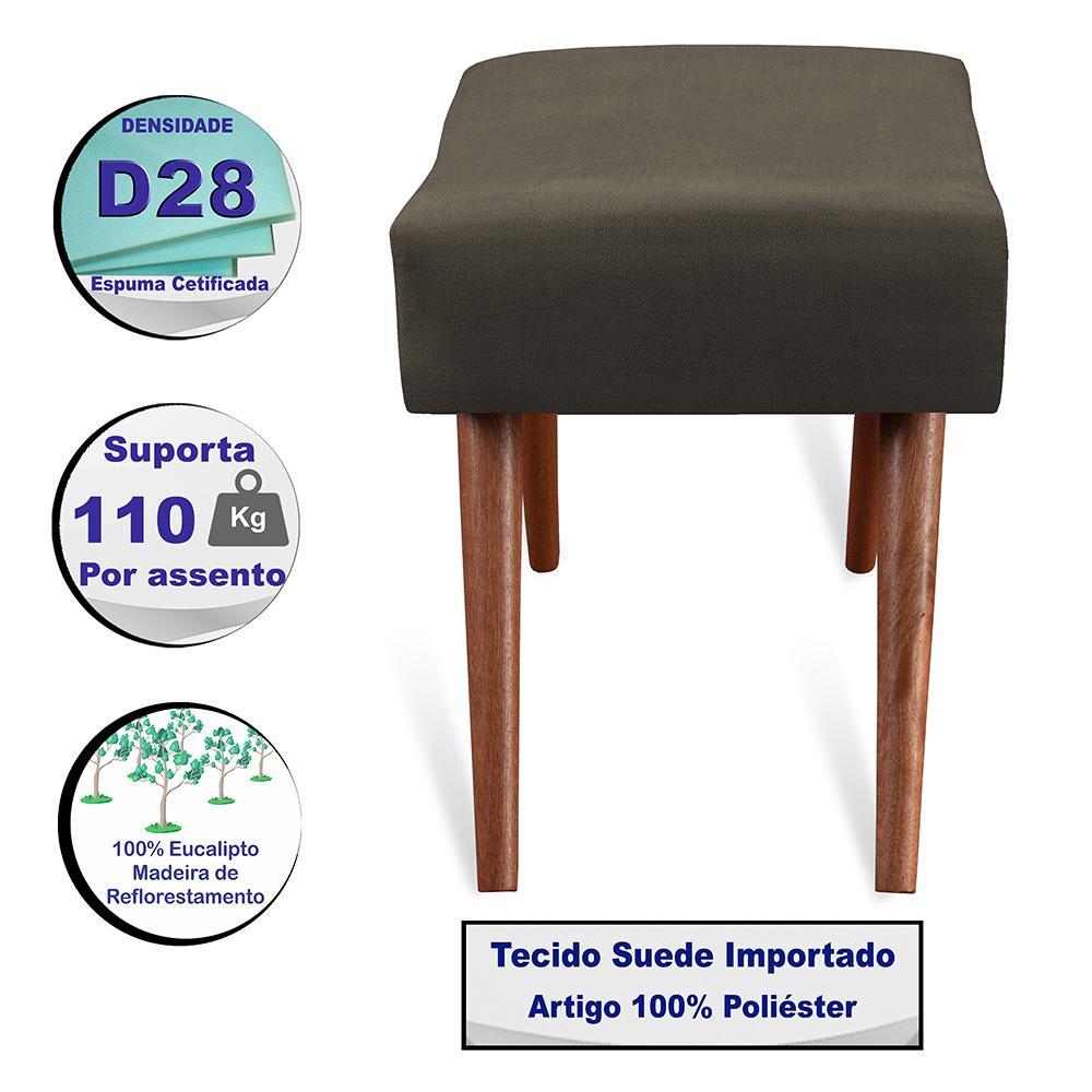 Puff Cama inBox Aluna Retangular com Pés em Madeira Maciça Tecido Suede Café - 3