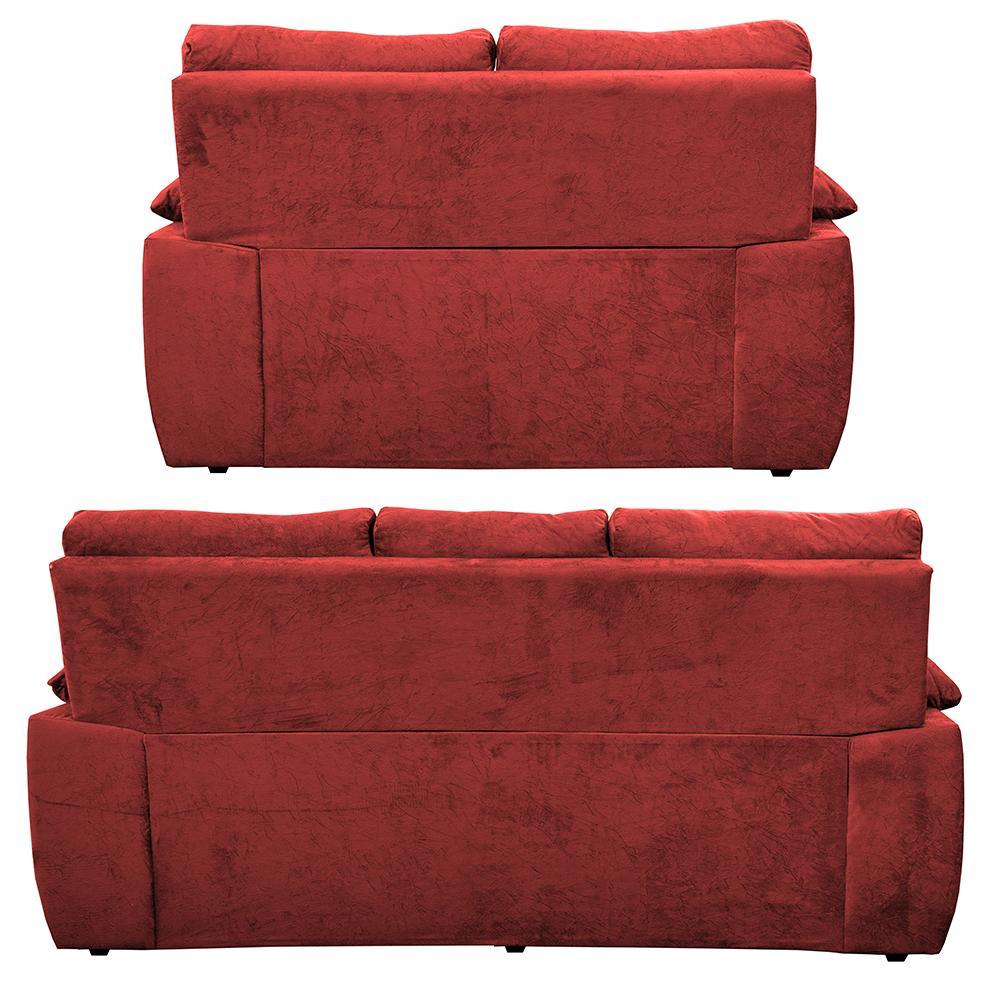 Conjunto Sofá Luxemburgo 3 E 2 Lugares 1,52m e 2,02m Suede Vermelho - 5
