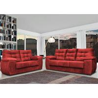 Conjunto Sofá Luxemburgo 3 E 2 Lugares 1,52m e 2,02m Suede Vermelho - 1