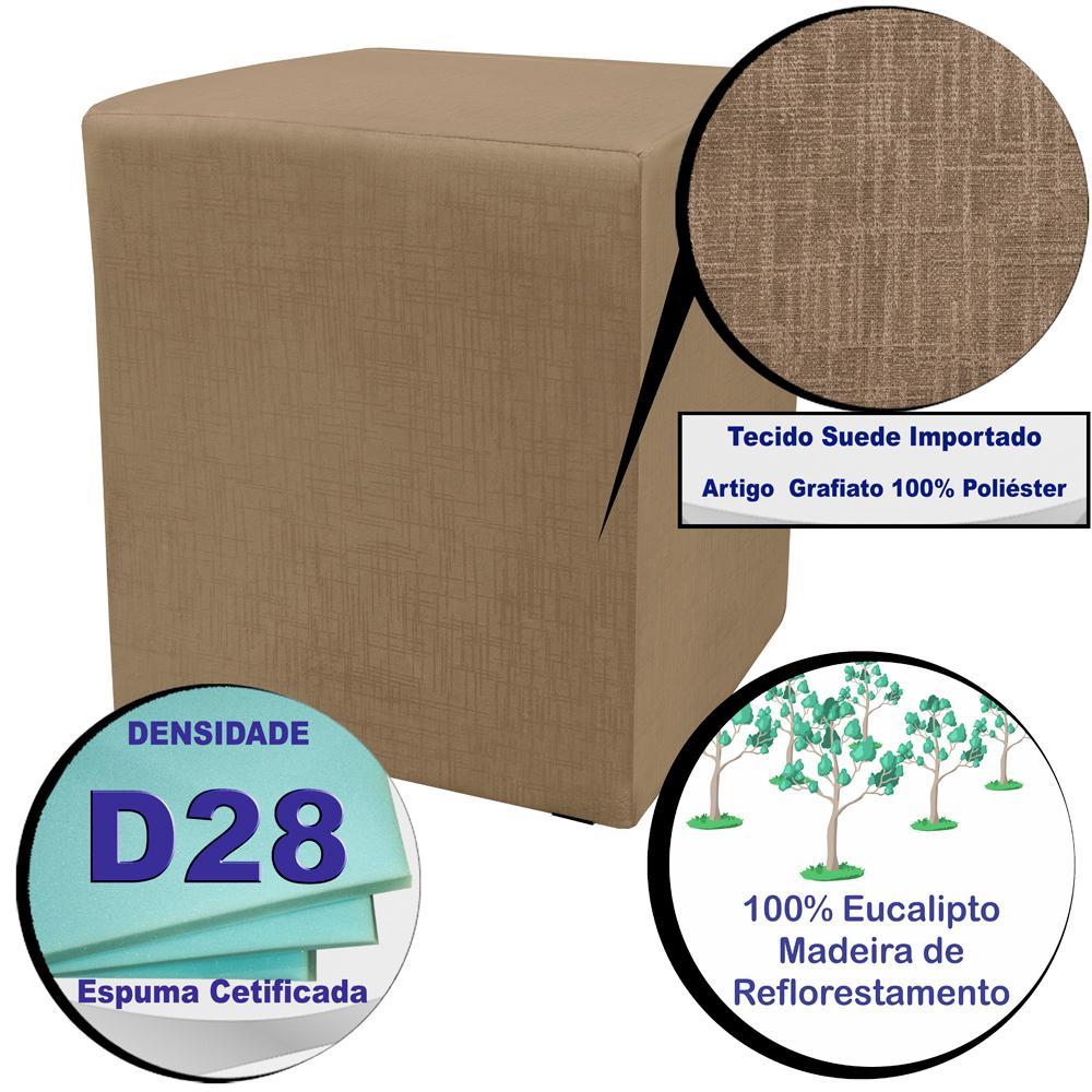 Puff Zelda Quadrado Multiuso 43x43x43cm Tecido Suede Velusoft Café - 3