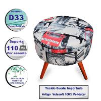 Puff Cama Inbox Londres Redondo com Pés em Madeira Maciça Tecido Suede - 3