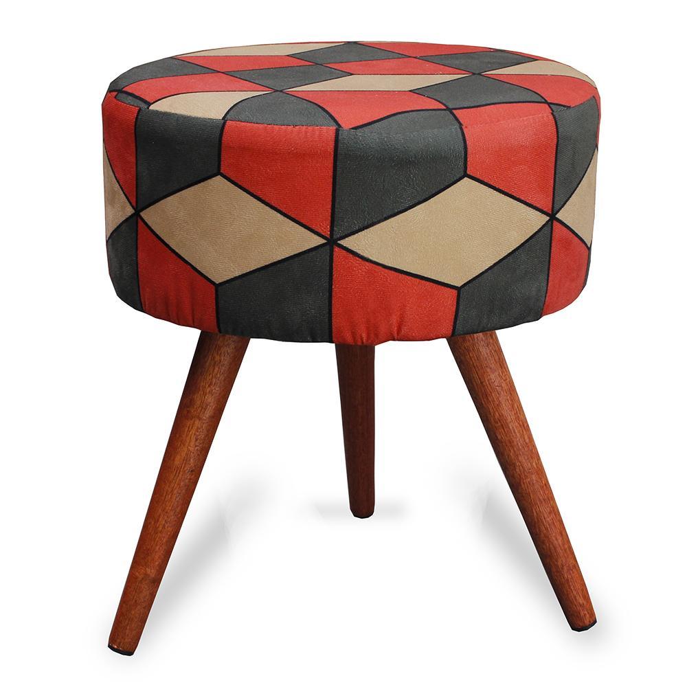 Puff Cama Inbox Kingston Redondo com Pés em Madeira Maciça Tecido Suede - 1