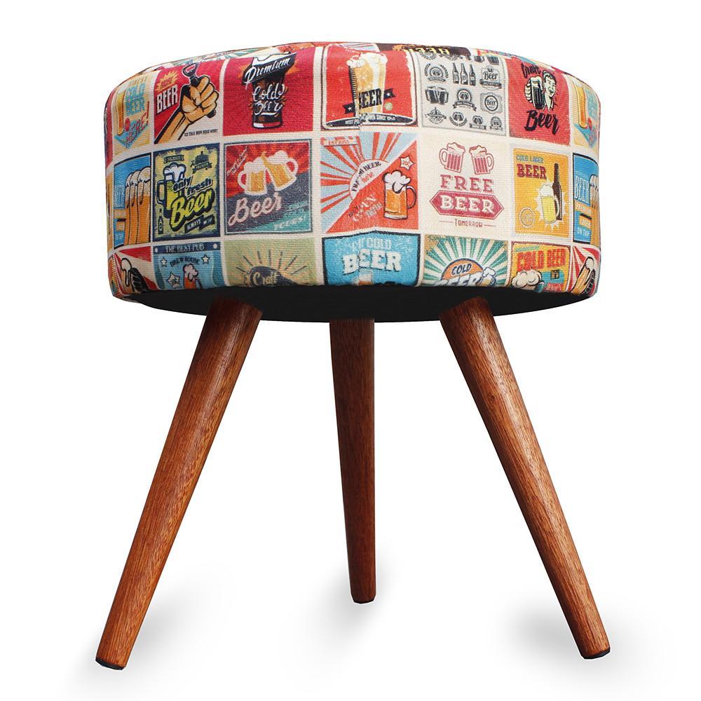 Puff Cama Inbox Las Vegas Redondo com Pés em Madeira Maciça Tecido Suede - 4