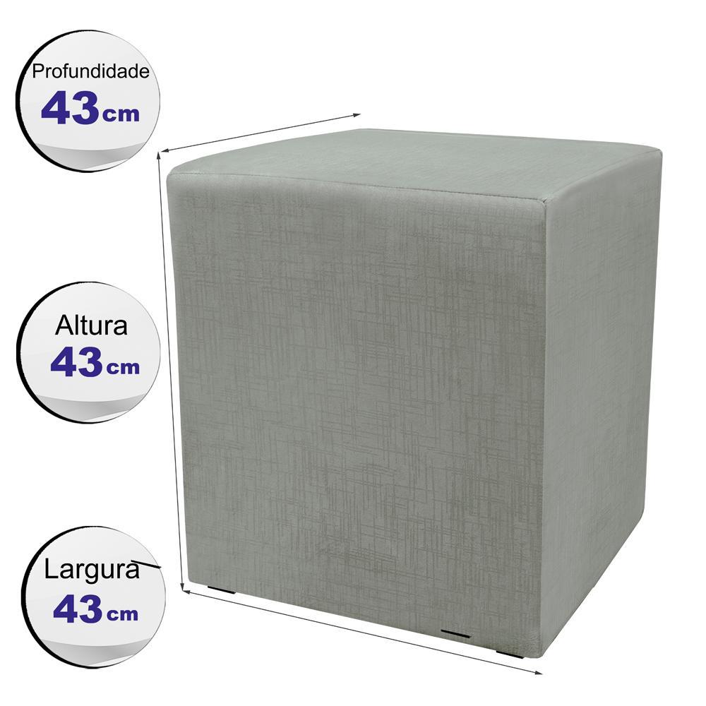 Puff Zelda Quadrado Multiuso 43x43x43cm Tecido Suede Velusoft Cinza - 2