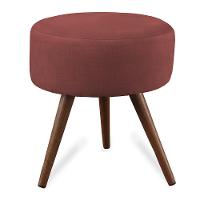 Puff Cama Inbox Hilda Redondo com Pés em Madeira Maciça Tecido Suede Vermelho - 1