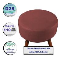 Puff Cama Inbox Hilda Redondo com Pés em Madeira Maciça Tecido Suede Vermelho - 3