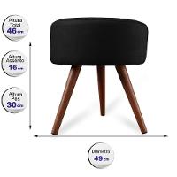 Puff Cama Inbox Hilda Redondo com Pés em Madeira Maciça Tecido Suede Preto - 2