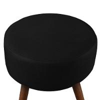 Puff Cama Inbox Hilda Redondo com Pés em Madeira Maciça Tecido Suede Preto - 5