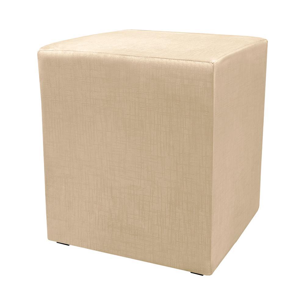 Puff Zelda Quadrado Multiuso 43x43x43cm Tecido Suede Velusoft Bege - 1