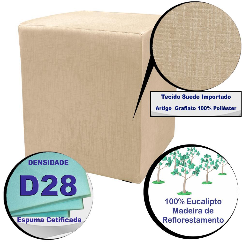 Puff Zelda Quadrado Multiuso 43x43x43cm Tecido Suede Velusoft Bege - 3