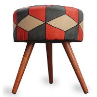 Kit 3 Puff Cama Inbox Kingston Redondo com Pés em Madeira Maciça Tecido Suede