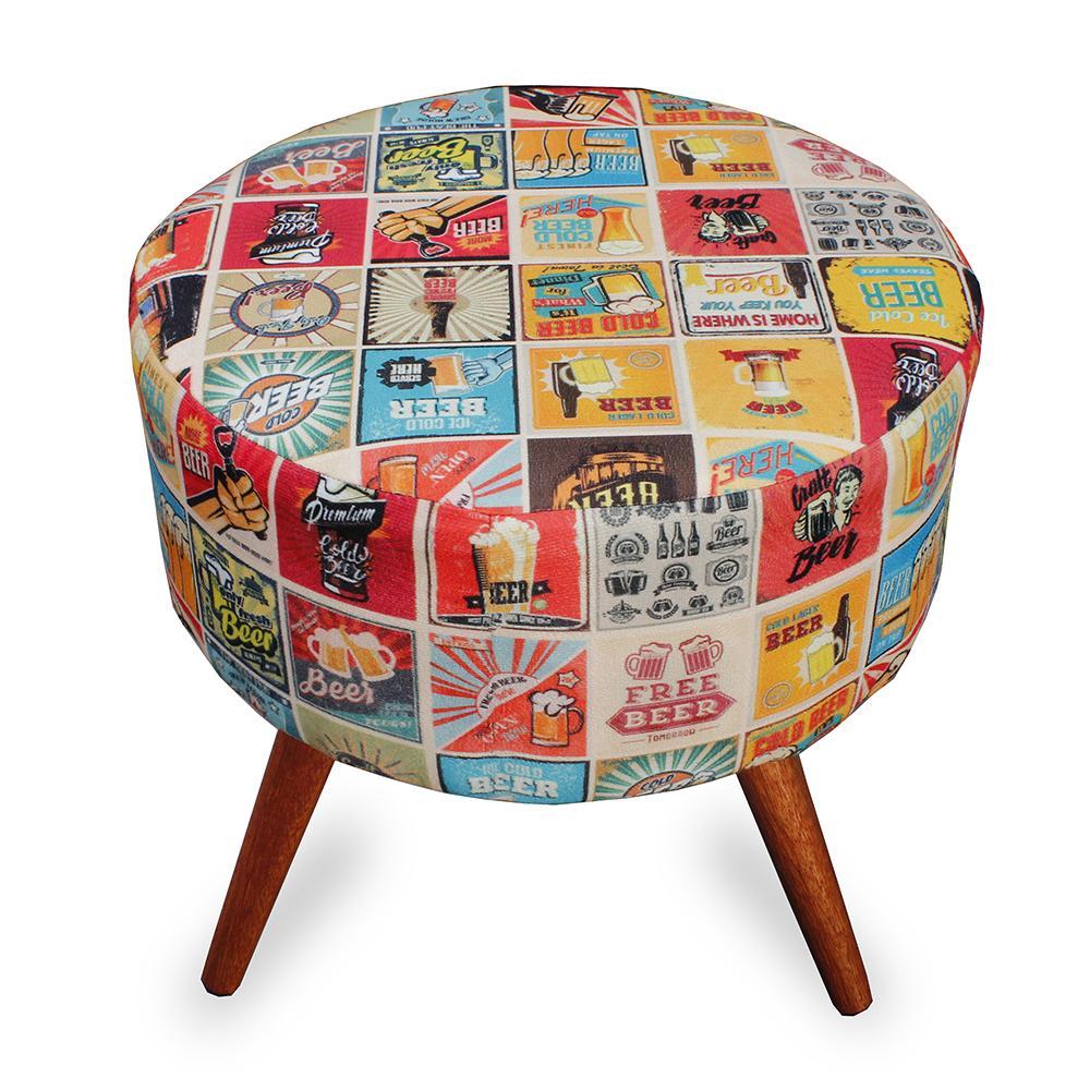 Kit 3 Puff Cama Inbox Las Vegas Redondo com Pés em Madeira Maciça Tecido Suede - 4