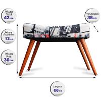 Kit 2 Puff Cama inBox Londres Retangular com Pés em Madeira Maciça Tecido Suede - 2