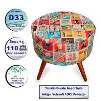 Kit 2 Puff Cama Inbox Las Vegas Redondo com Pés em Madeira Maciça Tecido Suede - 3