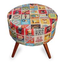 Kit 2 Puff Cama Inbox Las Vegas Redondo com Pés em Madeira Maciça Tecido Suede - 5