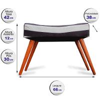 Kit 2 Puff Cama inBox Hamburgo Retangular com Pés em Madeira Maciça Tecido Suede - 2