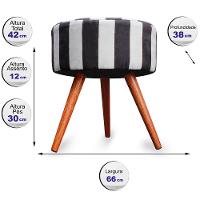 Kit 2 Puff Cama Inbox Hamburgo Redondo com Pés em Madeira Maciça Tecido Suede - 2